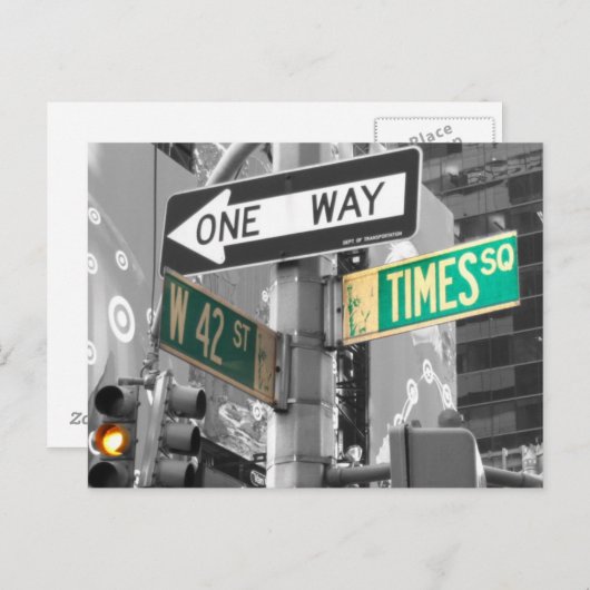 Times Square B&W Briefkaart (Voorkant / Achterkant)