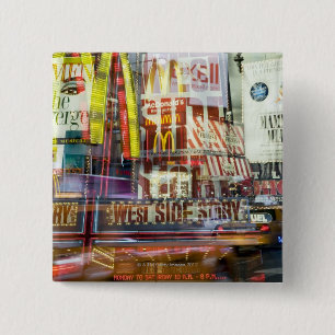 Times Square bij Twilight Vierkante Button 5,1 Cm