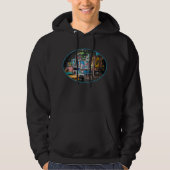 Times Square Billboards Dark Hoodie (unisex) (Voorkant)