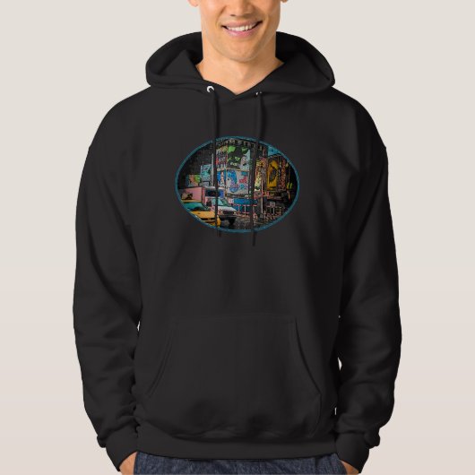 Times Square Billboards Dark Hoodie (unisex) (Voorkant)