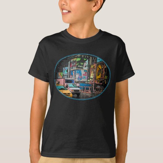 Times Square Billboards Kinder Dark T-Shirt (Voorkant)