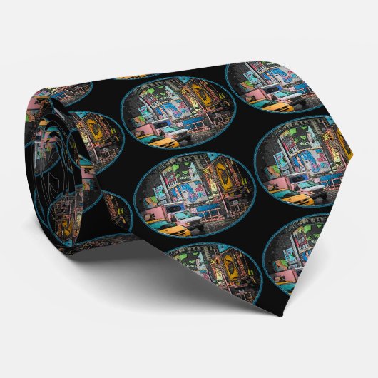 Times Square Billboards Necktie Stropdas (Opgerold)