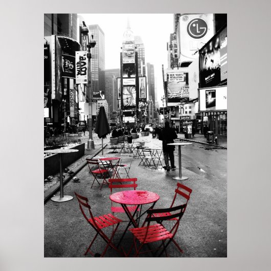 Times Square Black White en Red Poster (Voorkant)
