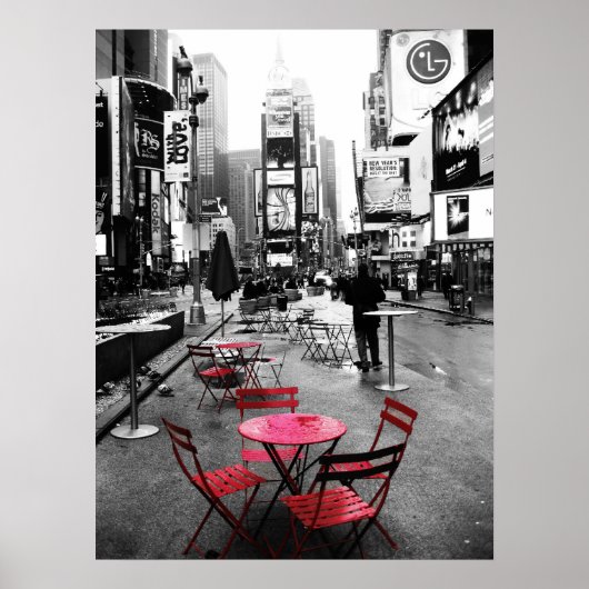 Times Square Black White Red Poster (Voorkant)
