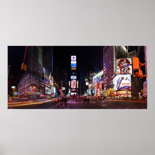 Times Square door Night Panorama Poster (Voorkant)