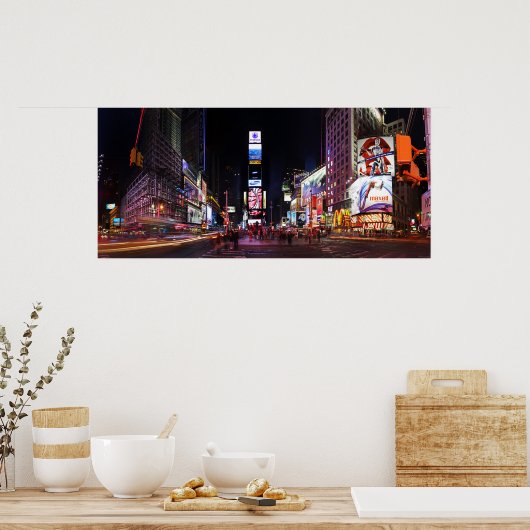 Times Square door Night Panorama Poster (Keuken)