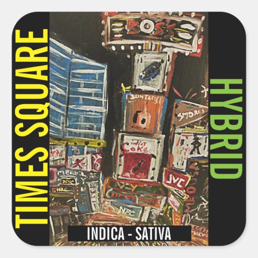 TIMES SQUARE HYBRIDE VIERKANTE STICKER (Voorkant)