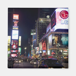Times Square in de nacht in Manhattan, New York Magneet