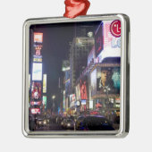 Times Square in de nacht in Manhattan, New York Metalen Ornament (Links)