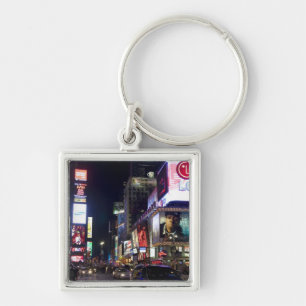 Times Square in de nacht in Manhattan, New York Sleutelhanger