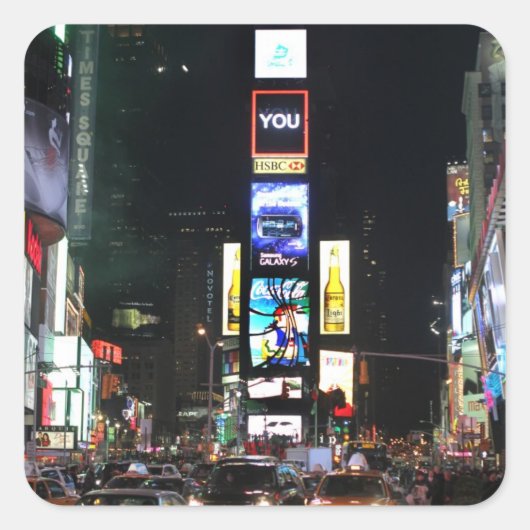 Times Square New York City Vierkante Sticker (Voorkant)