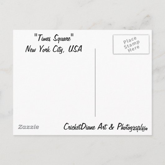 "Times Square, New York City, VS" CricketDiane A Briefkaart (Achterkant)