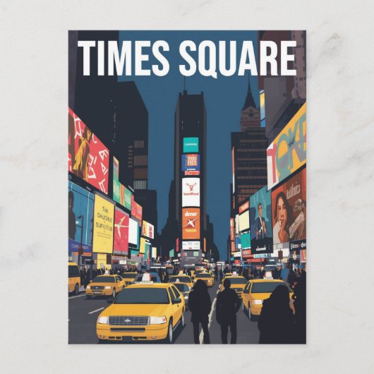 Times Square New York Taxi Cab Art Briefkaart (Voorkant)