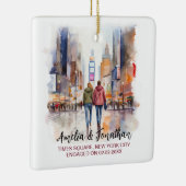 Times Square New York Waterverf Reiskunst Keramisch Ornament (Rechts)