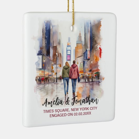 Times Square New York Waterverf Reiskunst Keramisch Ornament (Rechts)