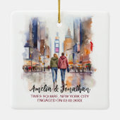 Times Square New York Waterverf Reiskunst Keramisch Ornament (Achterkant)
