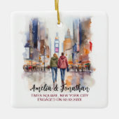 Times Square New York Waterverf Reiskunst Keramisch Ornament (Voorkant)