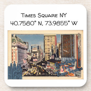 Times Square NY Map Coördinaten  stijl Bier Onderzetter