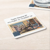 Times Square NY Map Coördinaten  stijl Kartonnen Onderzetters (Schuin)