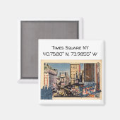 Times Square NY Map Coördinaten  stijl Magneet (Voorkant / Achterkant)