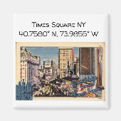 Times Square NY Map Coördinaten  stijl Magneet (Voorkant)