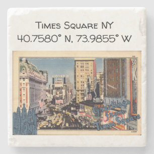 Times Square NY Map Coördinaten  stijl Stenen Onderzetter