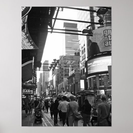 Times Square NYC Black en White Photography Poster (Voorkant)