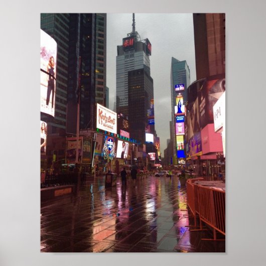 Times Square NYC New York City Rainy Day Poster (Voorkant)