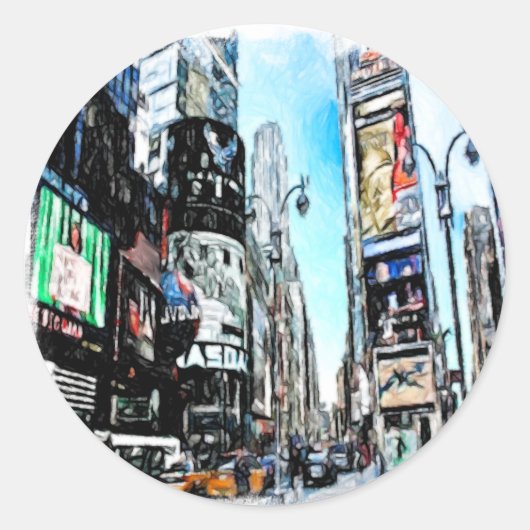 Times Square Ronde Sticker (Voorkant)