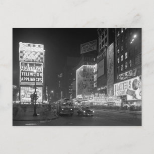 Times Square 's Nachts, 1953 Briefkaart