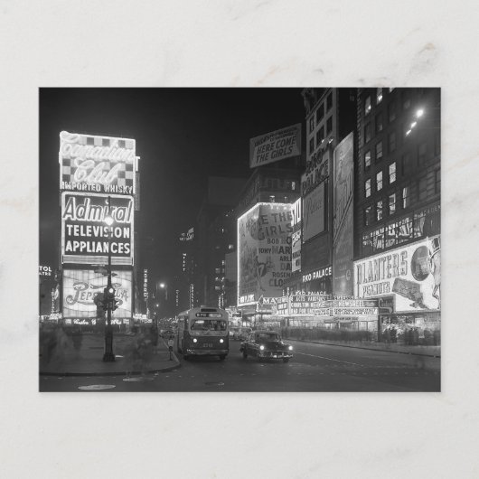 Times Square 's Nachts, 1953 Briefkaart (Voorkant)