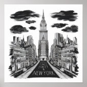  Times Square Street Pen Tekening Poster (Voorkant)