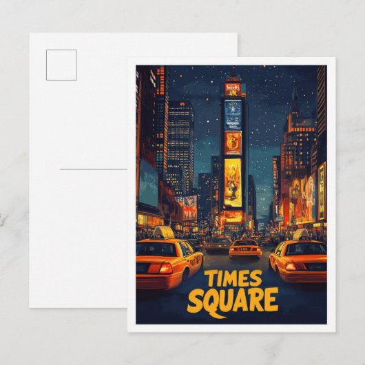 Times Square USA Art Vintage Illustratie Reizen Briefkaart (Voorkant / Achterkant)