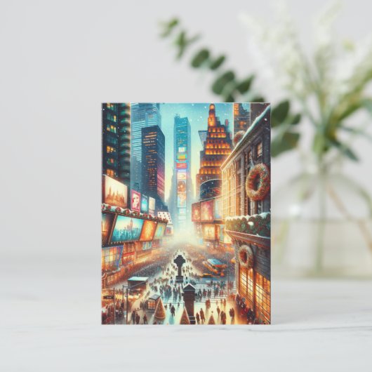 Times Square Winter Kaart. Christmas Briefkaart (Staand voorkant)