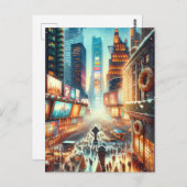 Times Square Winter Kaart. Christmas Briefkaart (Voorkant / Achterkant)