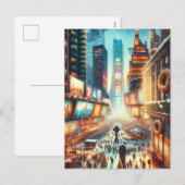 Times Square Winter Kaart. Christmas Feestdagenkaart (Voorkant / Achterkant)