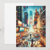 Times Square Winter Kaart. Christmas Feestdagenkaart (Voorkant / Achterkant)