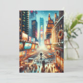 Times Square Winter Kaart. Christmas Feestdagenkaart (Staand voorkant)