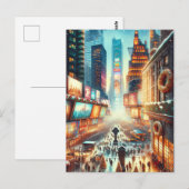 Times Square Winter Kaart. Kerstmis Briefkaart (Voorkant / Achterkant)