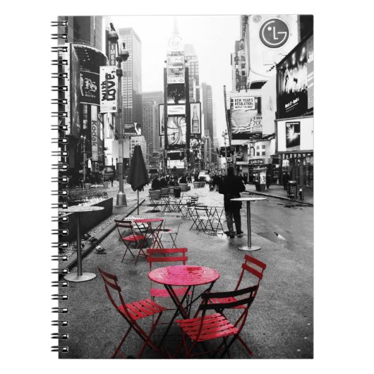 Times Square Zwart Wit Rood Notitieboek (Voorkant)