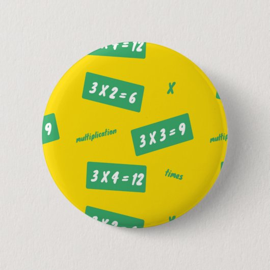 Times three yellow learning ronde button 5,7 cm (Voorkant)