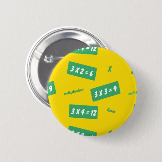 Times three yellow learning ronde button 5,7 cm (Voorkant /achterkant)