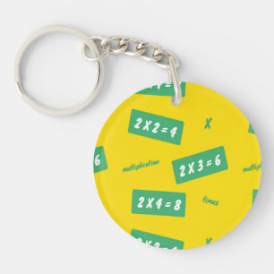 Times twee gele leren sleutelhanger