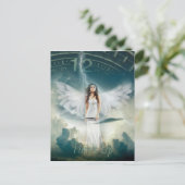 Time's Up Movement Vrouw Angel Wings Clock Briefkaart (Staand voorkant)