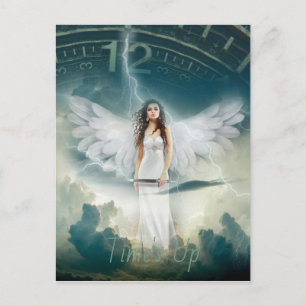 Time's Up Movement Vrouw Angel Wings Clock Briefkaart