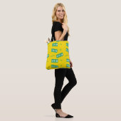 Times vijf gele leren tote bag (Op model)