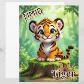 Timid Tiger | Cute Cartoon Kid's Nursery Art (Voorkant / Achterkant)