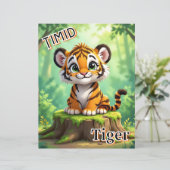 Timid Tiger | Cute Cartoon Kid's Nursery Art (Staand voorkant)