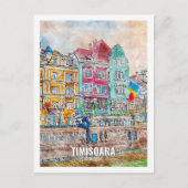 Timisoara Roemenië Beroemde Reisplaats Waterverf Briefkaart (Voorkant)
