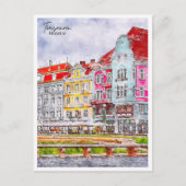 Timisoara Roemenië vintage reizen waterverf Briefkaart (Voorkant)